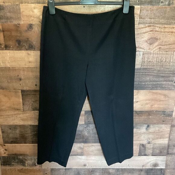 Talbots Pants Trousers Ankle Cropped Side Zip Button Closure Black Stretch 16 - Picture 9 of 9